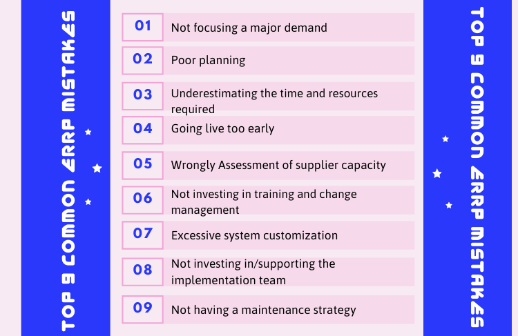 top 9 common erp Implememtation mistakes